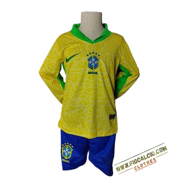 Maglie Calcio Brasile Bambino Prima Manica Lunga 2024/2025