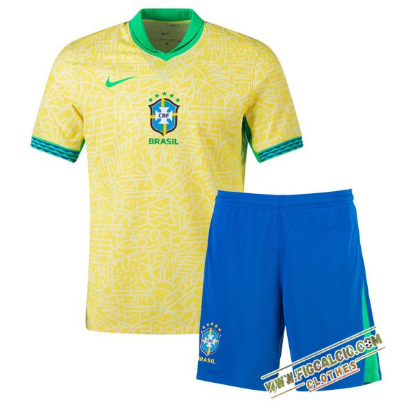 Nuova Maglie Calcio Brasile Bambino Prima 2024/2025