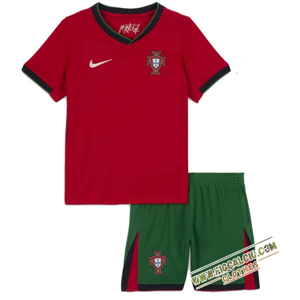 Nuova Maglie Calcio Portogallo Bambino Prima 2024/2025