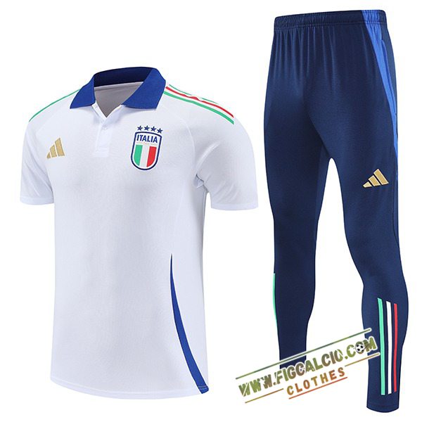 Kit Maglia Polo Italia Bianco/Blu 2025/2026