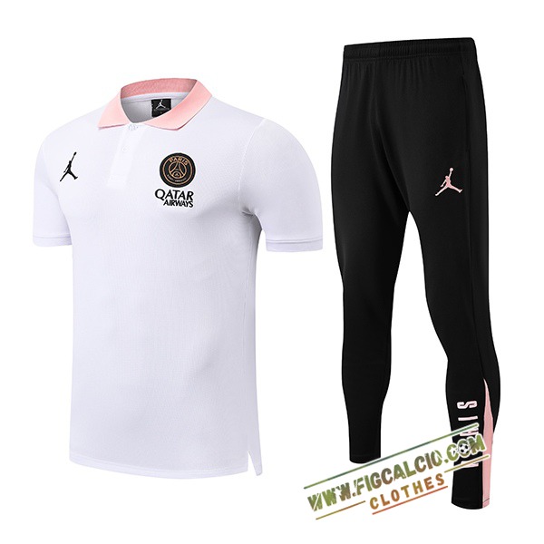 Kit Maglia Polo PSG Bianco/Rosa 2025/2026