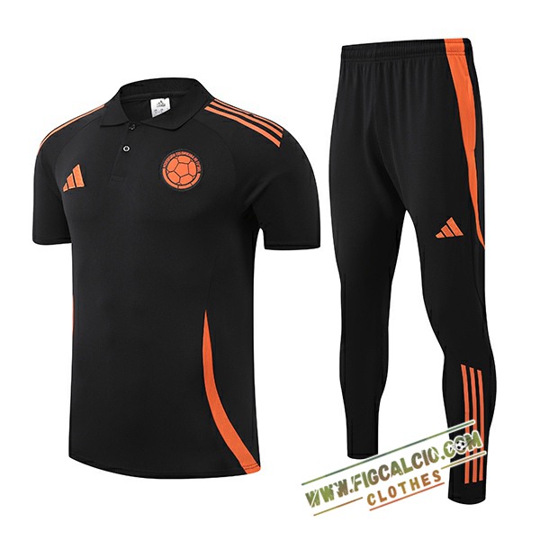 Kit Maglia Polo Colombia Nero/Arancia 2025/2026