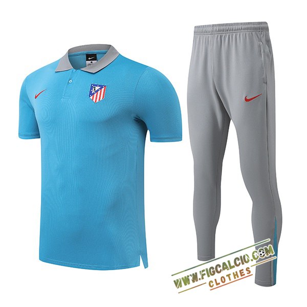 Kit Maglia Polo Atletico Madrid Blu/Grigio 2025/2026