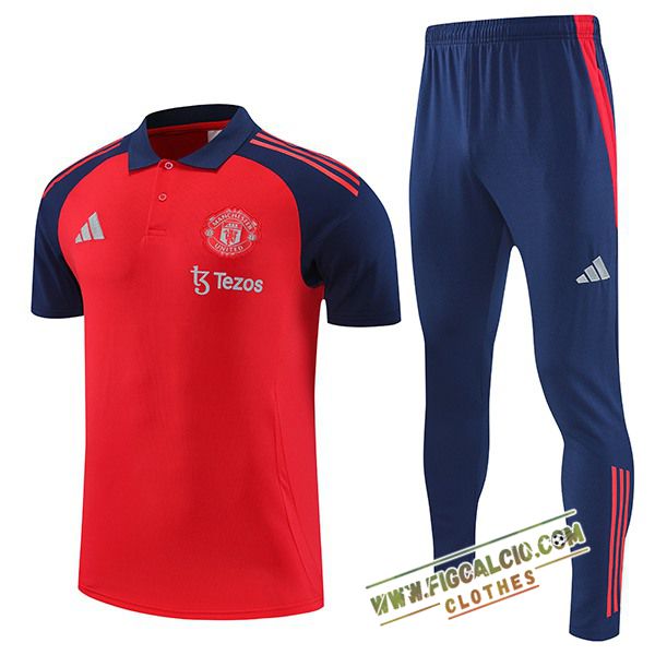 Kit Maglia Polo Manchester United Rosso/Blu 2025/2026