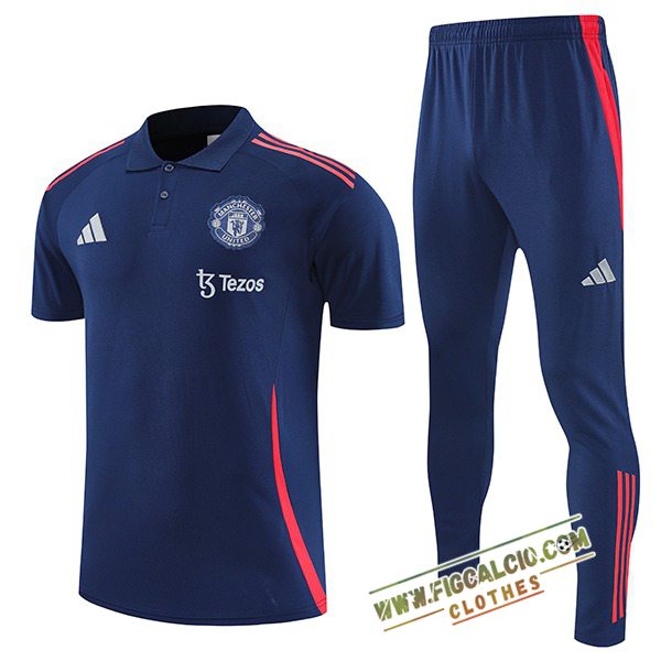 Kit Maglia Polo Manchester United Blu/Rosso 2025/2026