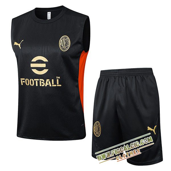 Kit Canotta Allenamento AC Milan Nero/Rosso 2025/2026
