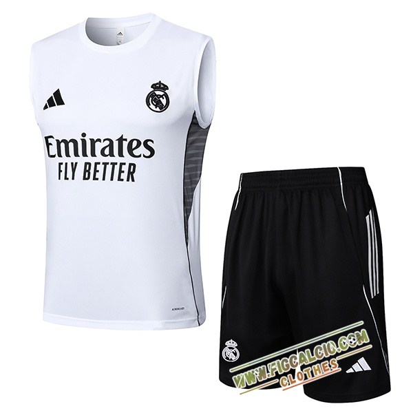Kit Canotta Allenamento Real Madrid Bianco/Nero 2025/2026