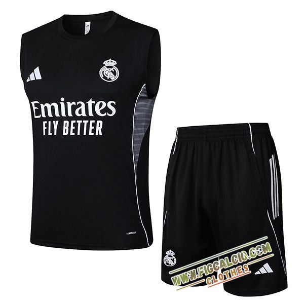 Kit Canotta Allenamento Real Madrid Nero/Grigio 2025/2026