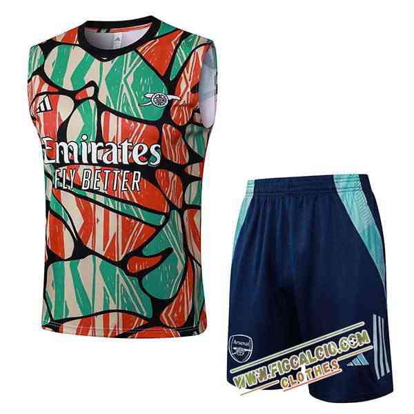 Kit Canotta Allenamento Arsenal Rosso/Verde/Beige 2025/2026