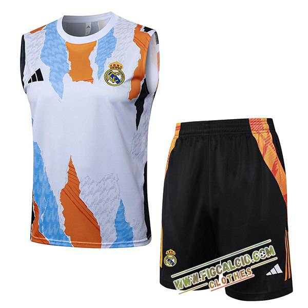 Kit Canotta Allenamento Real Madrid Bianco/Giallo/Grigio 2025/2026