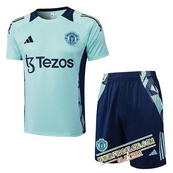 Kit Maglia Allenamento Manchester United Verde/Blu 2025/2026