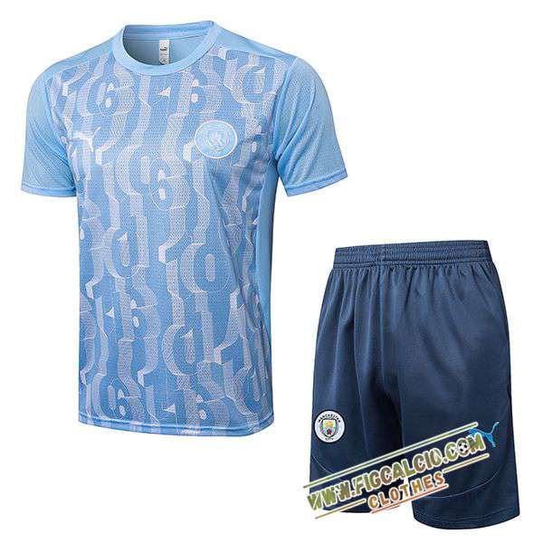 Kit Maglia Allenamento Manchester City Blu/Bianco 2025/2026