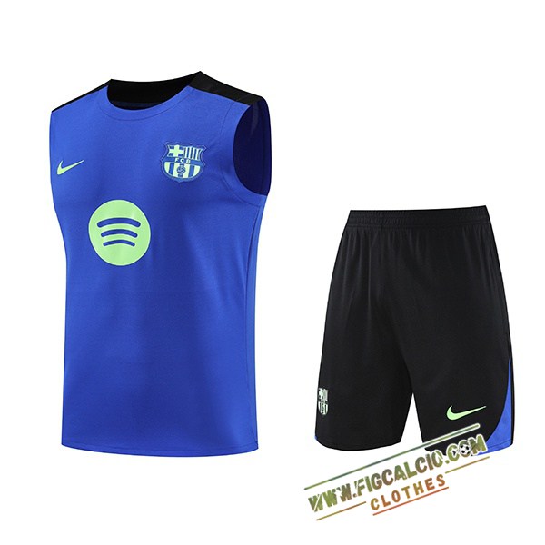Kit Canotta Allenamento FC Barcellona Blu/Nero/Verde 2025/2026