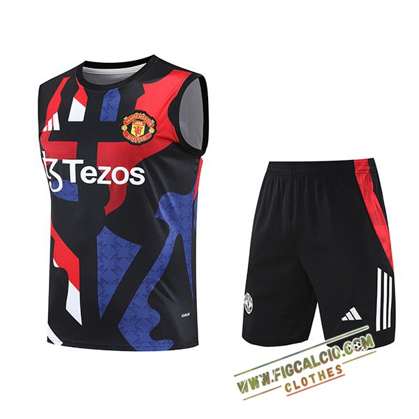 Kit Canotta Allenamento Manchester United Nero/Blu/Rosso 2025/2026