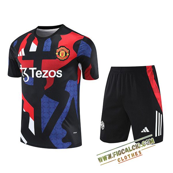 Kit Maglia Allenamento Manchester United Nero/Blu/Rosso 2025/2026