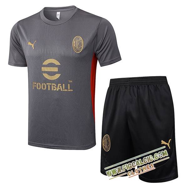 Kit Maglia Allenamento AC Milan Grigio/Nero 2025/2026