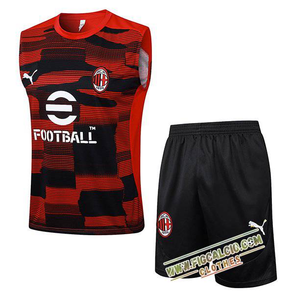 Kit Canotta Allenamento AC Milan Rosso/Nero 2025/2026