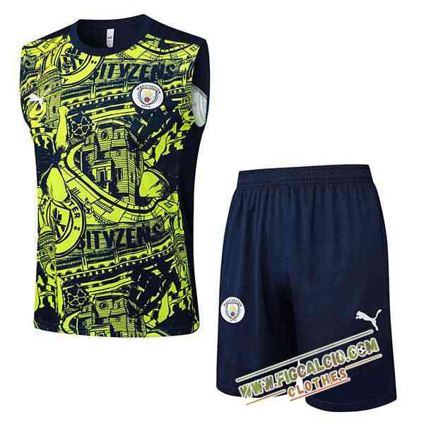 Kit Canotta Allenamento Manchester City Nero/Verde 2025/2026