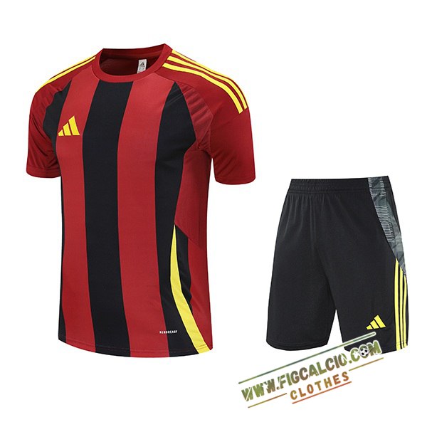 Kit Maglia Allenamento Adidas Nero/Rosso/Giallo 2025/2026