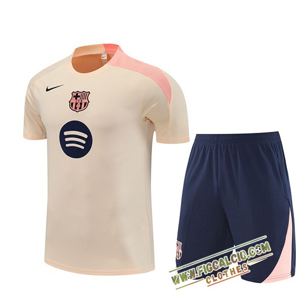 Kit Maglia Allenamento FC Barcellona Beige/Rosa 2025/2026