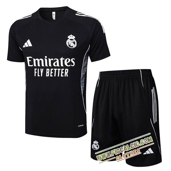Kit Maglia Allenamento Real Madrid Nero/Grigio 2025/2026