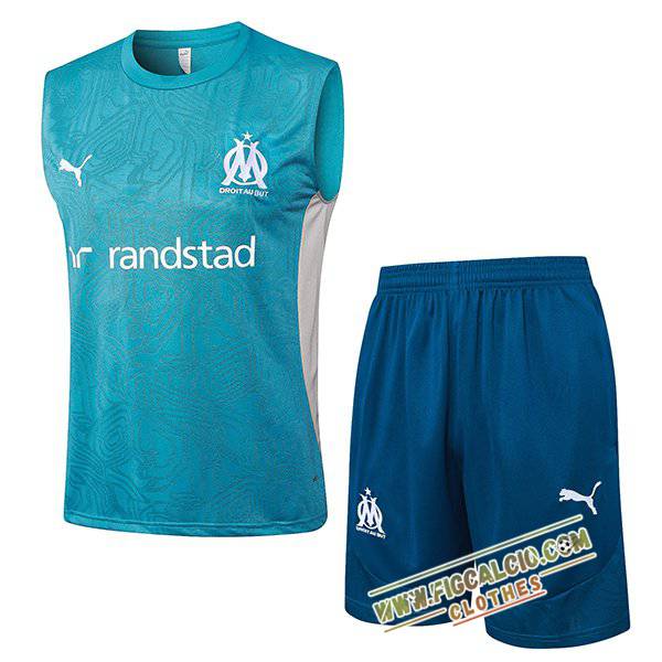 Kit Canotta Allenamento Marsiglia Blu/Bianco 2025/2026