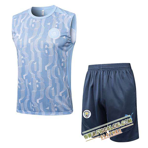 Kit Canotta Allenamento Manchester City Blu/Bianco 2025/2026