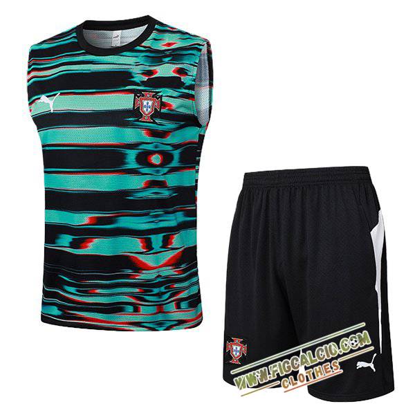 Kit Canotta Allenamento Portogallo Nero/Verde 2025/2026