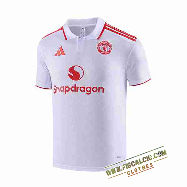 Maglia Polo Manchester United Bianco/Rosso 2025/2026 -02