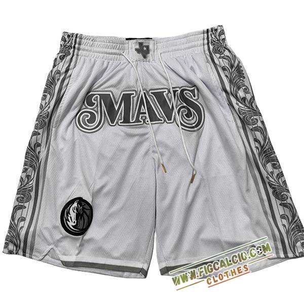 Pantaloncini NBA Dallas Mavericks 2025/26 Bianco/Grigio