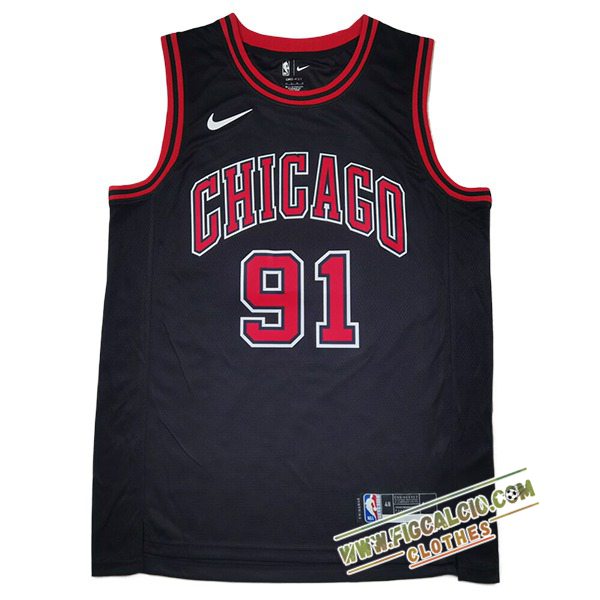 Maglia Chicago Bulls (RODMAN #91) 2025/26 Nero/Rosso -02