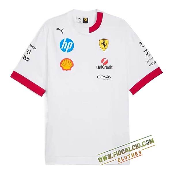 Maglietta Scuderia Ferrari F1 Team Bianco/Rosso 2025