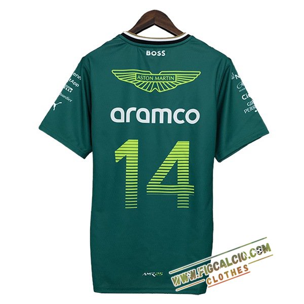 Maglietta Aston Martin (aramco #14) F1 Team Verde 2025