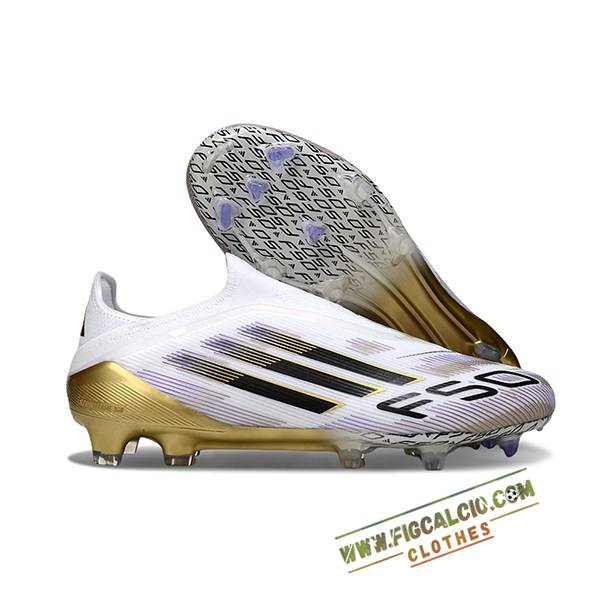 Adidas Scarpe Da Calcio F50 Elite Laceless FG Bianco/Nero/Giallo
