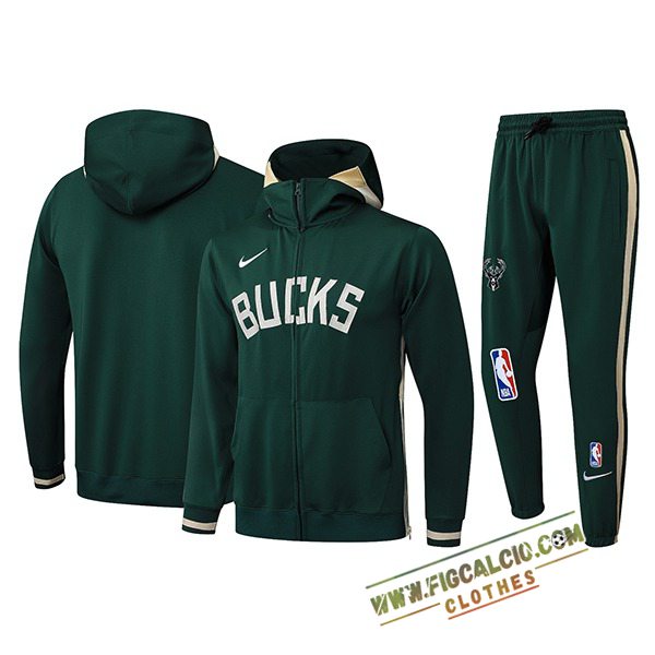 Giacca Con Cappuccio Tuta Giacca A Vento Milwaukee Bucks Verde 2025/2026