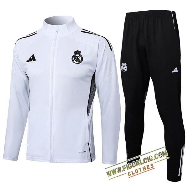Insieme Tuta Calcio Giacca Real Madrid Bianco/Grigio 2025/2026