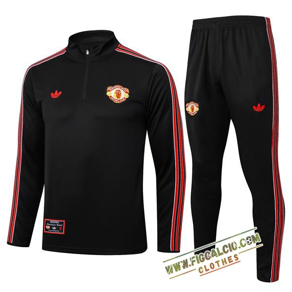 Insieme Tuta Calcio Giacca Manchester United Nero/Rosso 2025/2026
