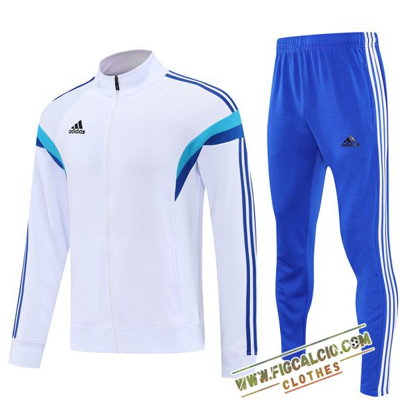 Insieme Tuta Calcio Giacca Adidas Bianco/Blu 2025/2026