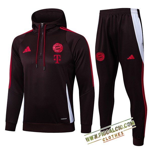 Insieme Giacca Con Cappuccio Tuta Bayern Monaco Marrone/Bianco 2025/2026