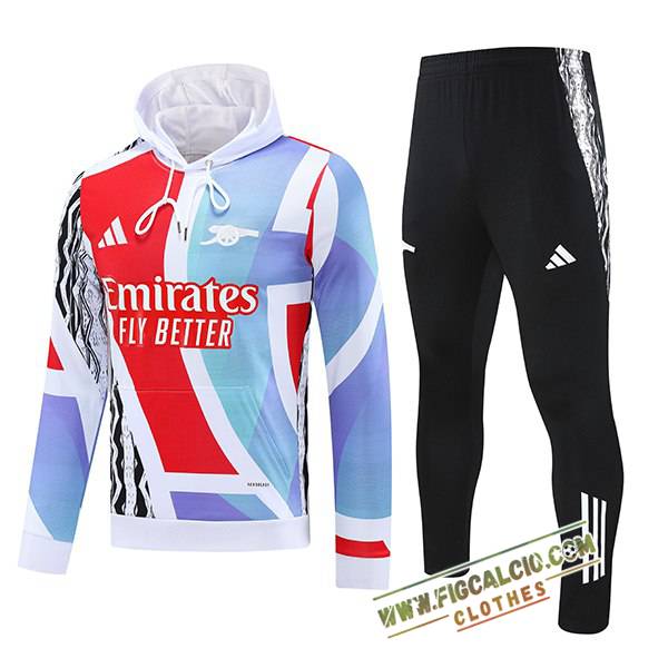 Insieme Giacca Con Cappuccio Tuta Arsenal Bianco/Rosso/Blu 2025/2026