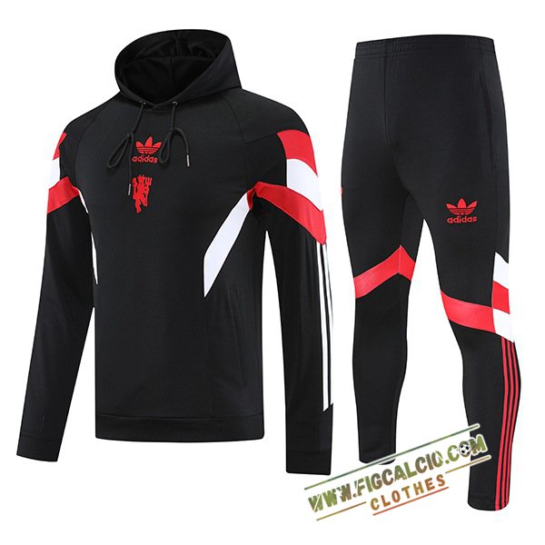Insieme Giacca Con Cappuccio Tuta Manchester United Nero/Rosso/Bianco 2025/2026