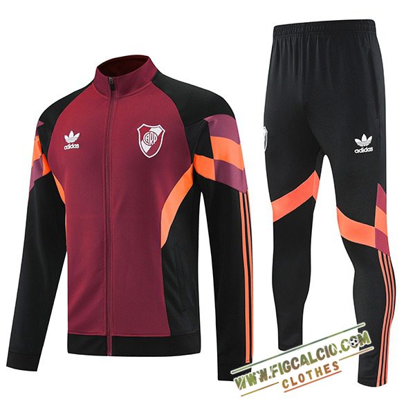 Insieme Tuta Calcio Giacca River Plate Rosso/Nero/Arancia 2025/2026