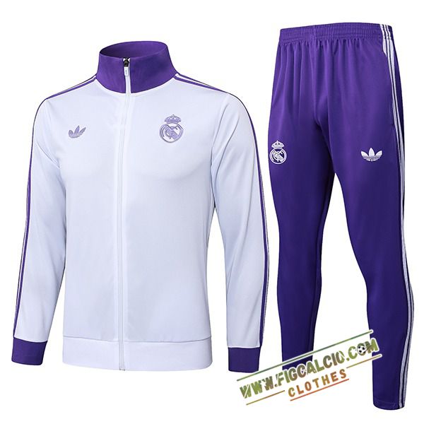 Insieme Tuta Calcio Giacca Real Madrid Bianco/viola 2025/2026