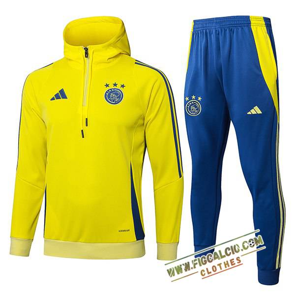 Insieme Giacca Con Cappuccio Tuta Ajax Giallo/Blu 2025/2026