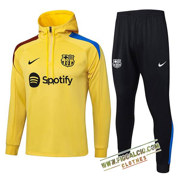 Insieme Giacca Con Cappuccio Tuta FC Barcellona Giallo/Rosso/Blu 2025/2026