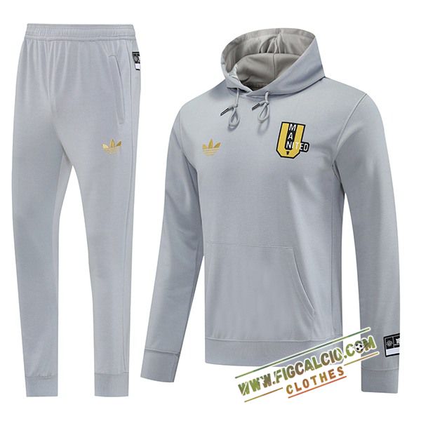 Insieme Giacca Con Cappuccio Tuta Manchester United Grigio 2025/2026
