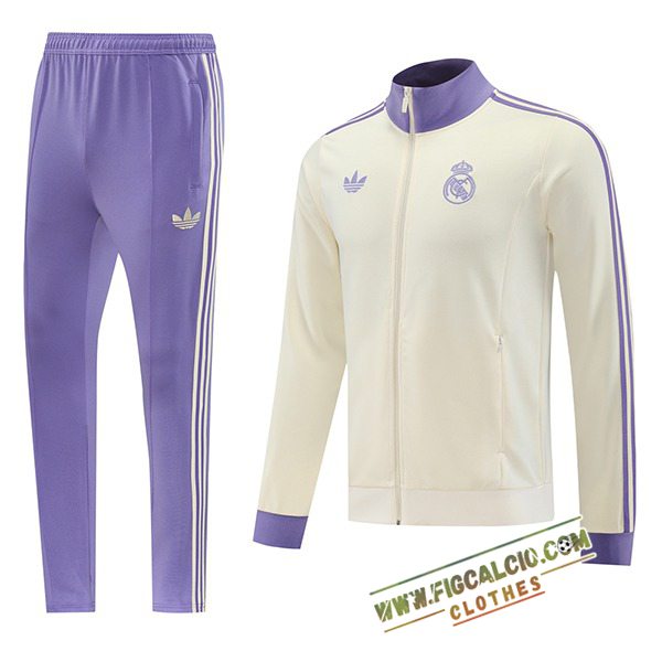 Insieme Tuta Calcio Giacca Real Madrid Beige/viola 2025/2026