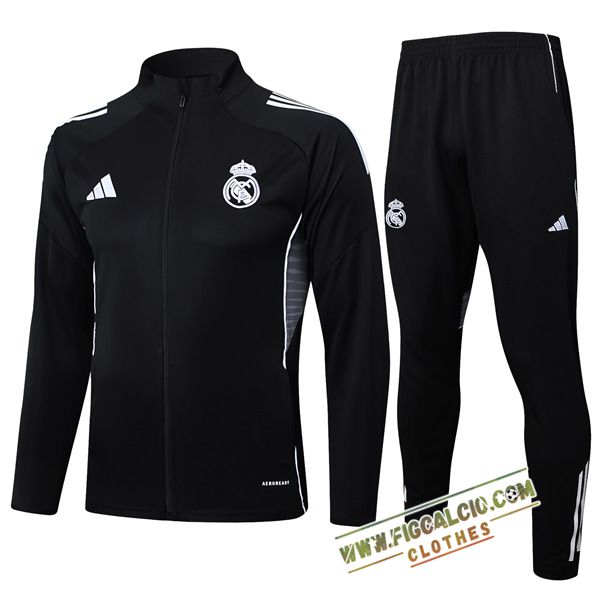 Insieme Tuta Calcio Giacca Real Madrid Nero/Grigio 2025/2026