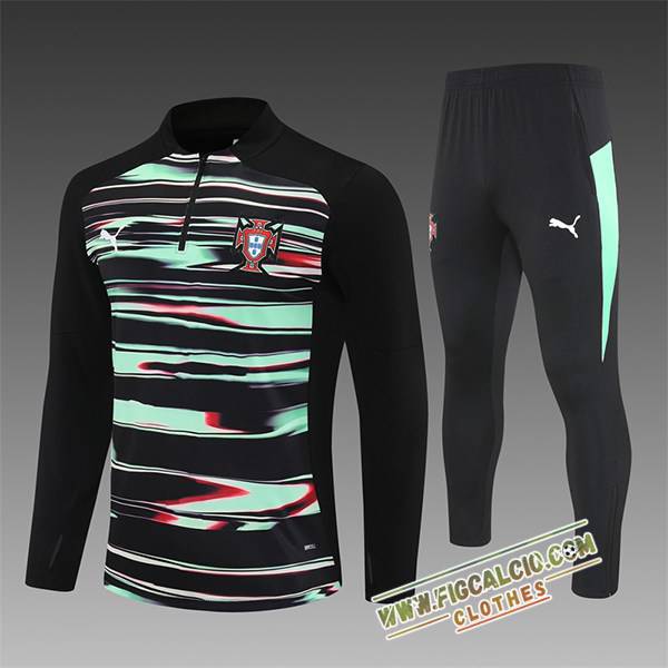 Insieme Tuta Calcio Portogallo Bambino Nero/Verde 2025/2026