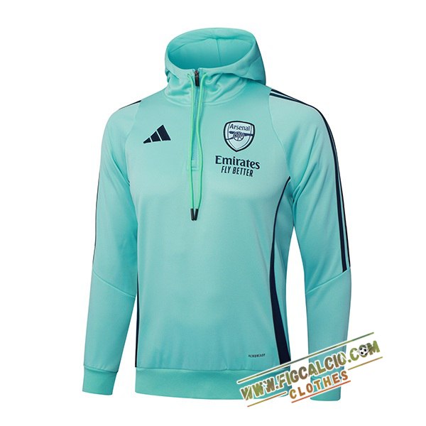 Felpa Allenamento Cappuccio Arsenal Verde/Blu 2025/2026